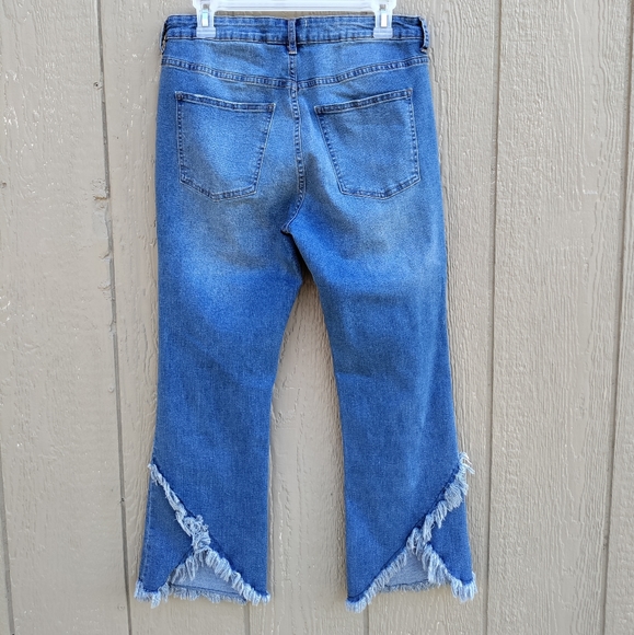 For The Republic Denim - For The Republic frayed distressed blue jeans